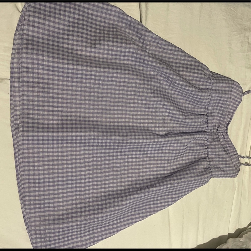 H&M LIGHT LAVENDER & WHITE GINGHAM FLOWY DRESS